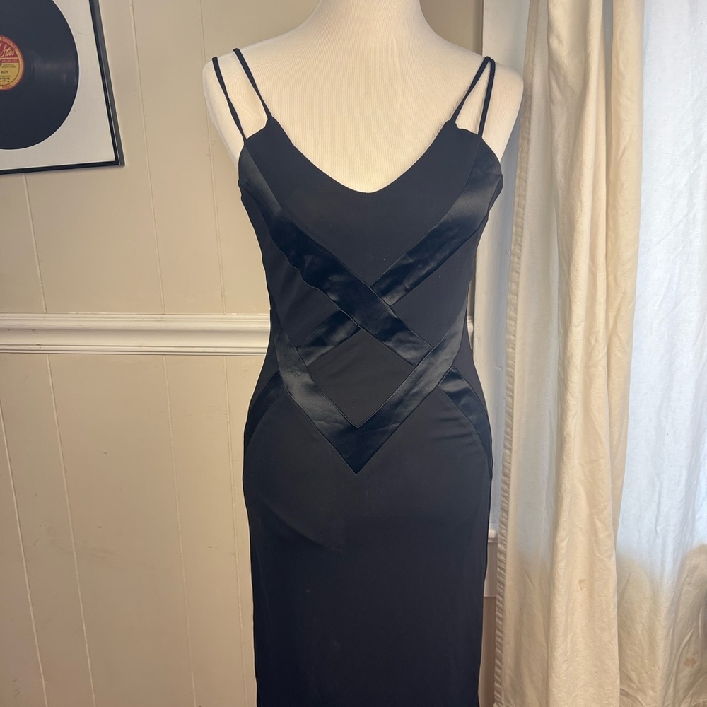 White House Black Market Black Dress with Satin accents